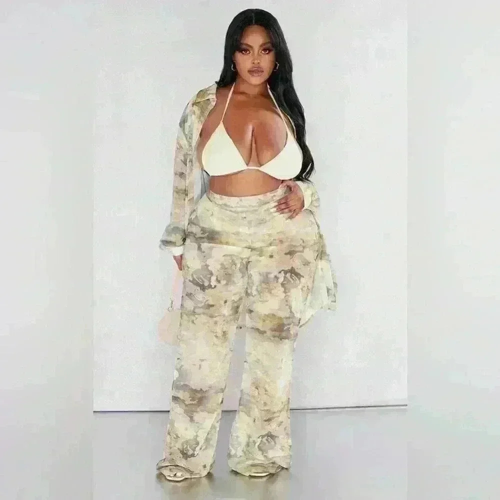 Plus Stone Camo Print  Beach Flares